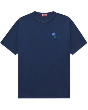 KENZO Floral-Print T-Shirt - Blue