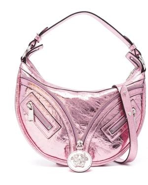 Versace Borsa A Spalla Repeat Piccola Con Finitura Metallizzata - Rosa