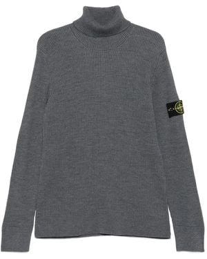 Stone Island Gerippter Rollkragenpullover - Grau