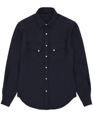 Fortela Pasadena Contrast-Stitching Shirt - Blue