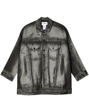 Melitta Baumeister Distressed-Finish Denim Jacket - Gray