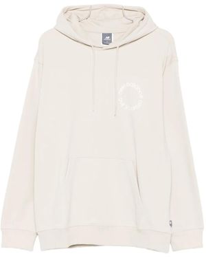 New Balance Circular-Logo Print Hoodie - White