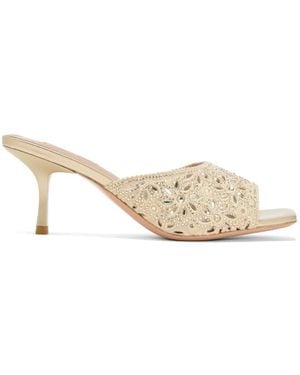 Nicoli Embellished Heeled Mules - Natural
