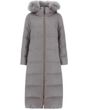 Herno Shearling-Trim Padded Coat - Grey