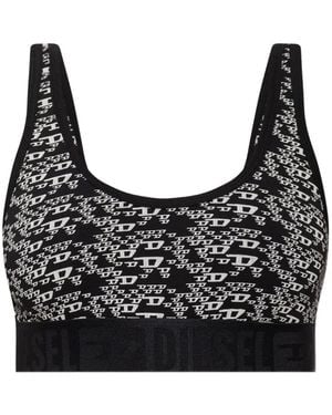 DIESEL Logo-Print Bra - Black