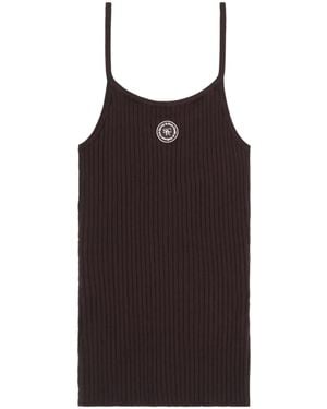 Sporty & Rich Logo-Patch Ribbed Tank Top - Brown