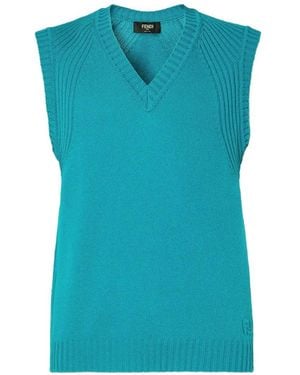 Fendi V-Neck Vest - Blue