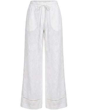 Nicholas Erica Lattice-Trim Wide-Leg Trousers - White