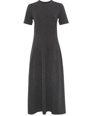Brunello Cucinelli Short-Sleeve Jersey Midi Dress - Black