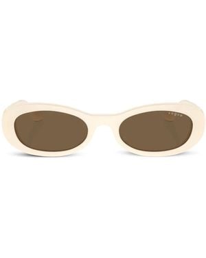Vogue Eyewear Logo-Print Oval-Frame Sunglasses - Natural