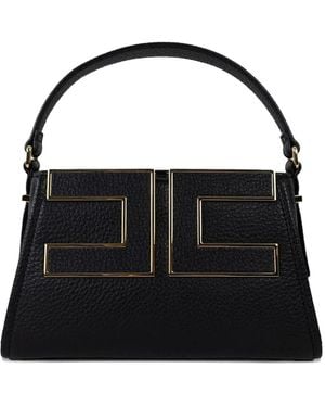 Elisabetta Franchi Logo-Plaque Leather Tote Bag - Black