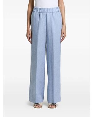 Peserico Elasticated-Waistband Wide-Leg Pants - Blue