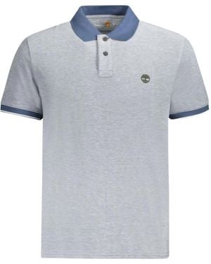 Timberland Logo-Embroidered Short-Sleeve Polo Shirt - Blue