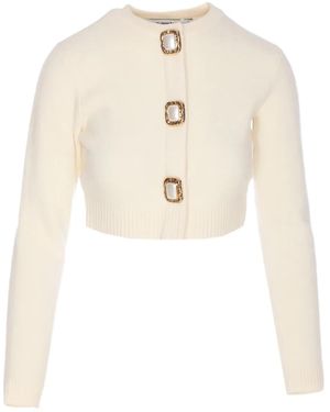 Self-Portrait Wool-Blend Embellished Sweater - Natural