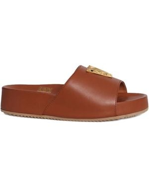 Via Roma 15 Leather V-Detail Sandals - Brown