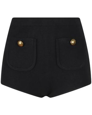 Elisabetta Franchi Pantalones Cortos De Punto Con Botones Enjoyados - Negro