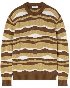 RETORI Waves-Jacquard Knit Jumper - Brown