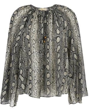 MICHAEL Michael Kors Snakeskin-Print Blouse - Grey