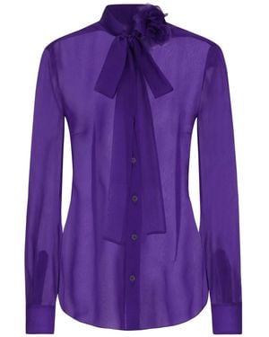 Dolce & Gabbana Chiffon Shirt With Flower Detail - Purple