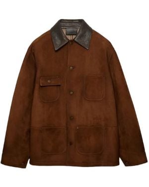 Prada Suede Caban Jacket - Brown