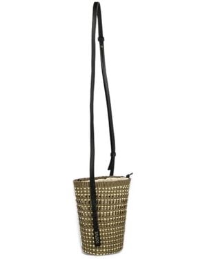 Loewe Geflochtene Tasche Aus Iraca-Palme Und Kalbsleder - Mettallic