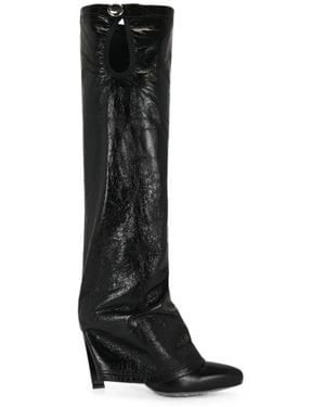 The Attico Leon Crackled-Leather Boots - Black