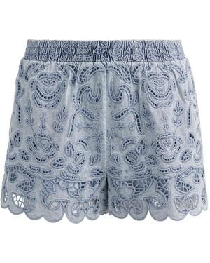Alice + Olivia Kenley Scalloped-Hem Shorts - Blue