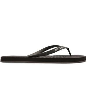 DSquared² Logo-Print Flip-Flops - Brown