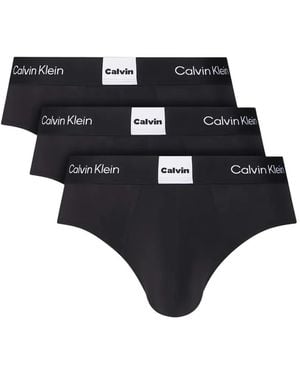 Calvin Klein Logo-Waistband Cotton Briefs - Black