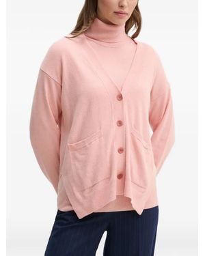 Sisley Patch-Pocket Buttoned Cardigan - Pink