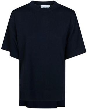 Alpha Studio Side-Slit T-Shirt - Blue