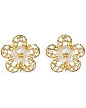 Bounkit Ohrringe mit Blüten - Mettallic