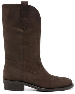Via Roma 15 Bottines À Broderies Style Western - Brown