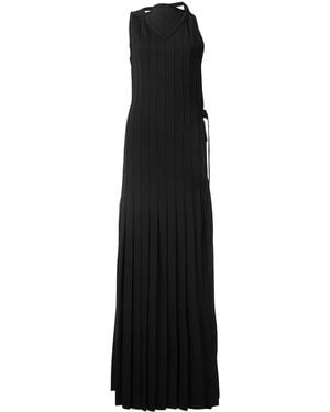 Vera Wang Pleated Plastron Gown - Black