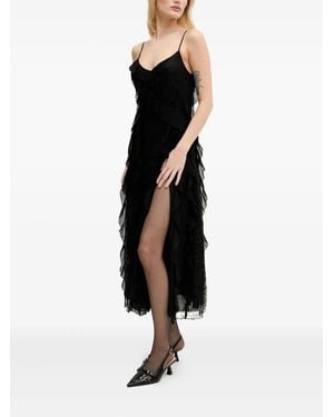 Miss Sixty Ruffled Midi Dress - Black