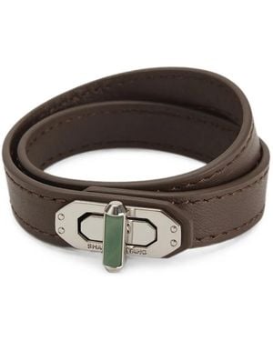 Shanghai Tang Tang Locket Jade Leather Bracelet - Brown