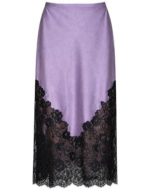 Fleur du Mal Juliet Lace Midi Skirt - Purple