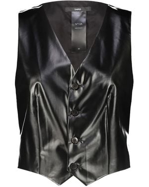 SAPIO Coated Buckle Waistcoat - Black