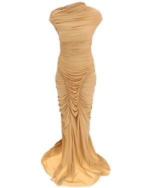 Francesco Murano Draped Asymmetric Maxi Dress - Metallic