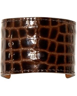 Jennifer Behr Embossed Leather Hair Clip - Brown