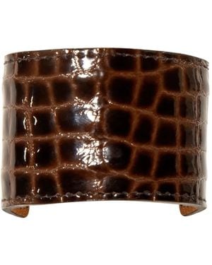 Jennifer Behr Embossed Leather Hair Clip - Brown