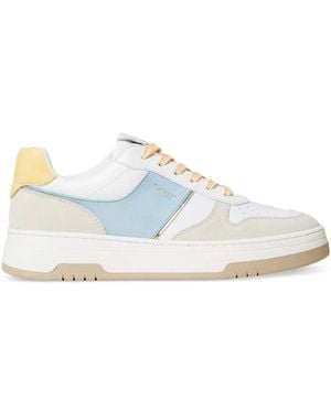 Twinset Colour-Block Leather Trainers - White