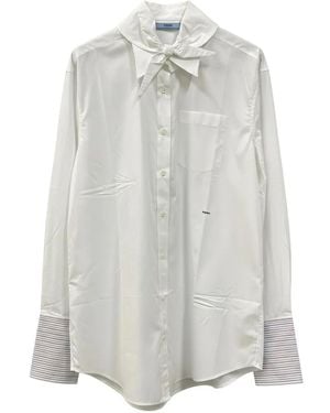 Prada Bow-Detail Long-Sleeve Blouse - White