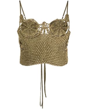 Isa Boulder Woven Corset Top - Green