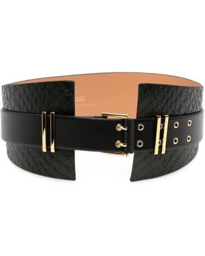 Elisabetta Franchi Snake-Effect Buckled Belt - Black