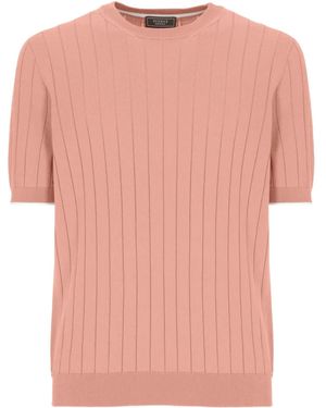 Peserico Ribbed Cotton T-Shirt - Pink