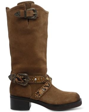 Kurt Geiger Buckle-Detail Western Boots - Brown