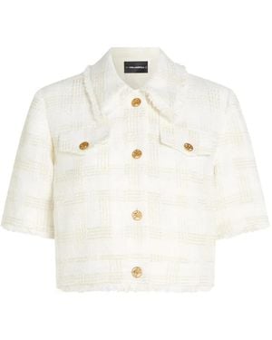 KARL LAGERFELD Button-Fastening Tweed Jacket - White