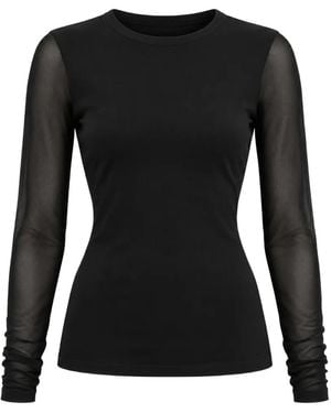 MEIMEIJ Sheer-Panel Long-Sleeve Blouse - Black
