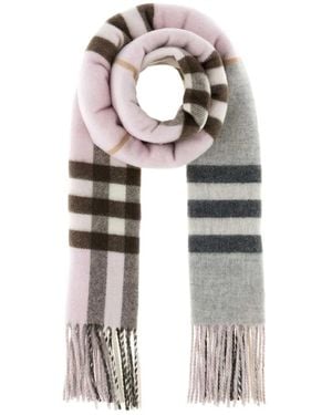 Burberry Contrast Check Cashmere Scarf - Pink